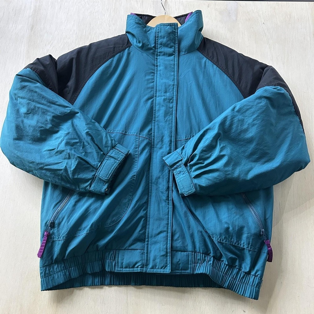 Vintage Out Brook Jacket Mens Medium Blue Nylon Windbreaker Lined 90s Outdoor
